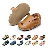 EDOTON Krabbelschuhe Baby LederLauflernschuhe Mädchen mit weichen Wildledersohlen Lederschuhe Baby Jungen Mädchen Hausschuhe 0-24 Monate