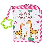 Stoff-Fotobuch, Baby-Fotoalbum, erstes Familienalbum, weiches Stoff-Cartoon-Giraffe-Familien-Erinnerungs-Fotobuch-Album für das erste Jahr, Foto-Sammler-Geschenkset für Familien-Erinnerungsgeschenke z