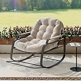 Xnferty Schaukelstuhl mit Fußstütze für drinnen & draußen, ergonomischer Schaukelsessel, Garten Schwingsessel, schaukelsessel Wohnzimmer Relaxstuhl mit gepolsterter für Garten, Schlafzimmer