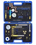 RUIZHI 46tlg Kompressionstester - Druckverlusttester 0-50 Bar | 0-725 Psi, Motortester kompatibel mit Diesel und Benzinmotoren HDi, TDCi, Kfz PKW LKW M8, M10, M12, M14, M20, M22, M24