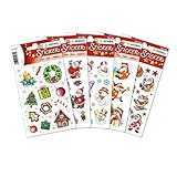 HERMA 15502 Aufkleber Weihnachtsmotive klein groß, 210 Stück, Weihnachten Sticker mit Weihnachtsmann Schneemann Sterne Motiv, Kinder Etiketten für Weihnachtsdeko Geschenke Adventskalender Winter Deko