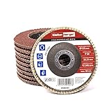 Woltersberger® Fächerscheiben | Ø 125mm | Korn 80 | 10 Stück | Braun für Metall & Holz Korund Winkelschleifer Schleifmop Lamellenscheiben Schleifscheiben