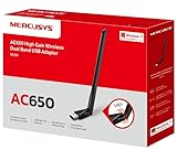 TP-Link MERCUSYS MU6H AC650 WiFi-USB-Adapter mit hoher Verstärkung, WLAN-Stick, Dual-Band, 200 Mbps auf 2,4 GHz mit 256-QAM-Technologie, 433 Mbps auf 5 GHz, kompatibel mit Windows 11/10/8.1/8/7/XP
