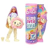 BARBIE Cutie Reveal Puppe - Plüschlöwe mit 10 Überraschungen, bewegliche Barbie-Puppe mit Accessoires, inklusive Mini-Haustier und Fleece-Jacke, für Kinder ab 3 Jahren, HKR06