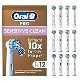 Oral-B Pro Sensitive Clean Aufsteckbürsten für elektrische Zahnbürste, X-förmige Borsten, briefkastenfähige Verpackung, 12 Stück