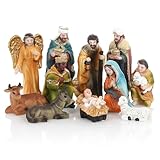 Nordstern Weihnachtskrippe 11 Krippenfiguren - Detailreich im klassischen Design mit Heilige Familie, Heilige DREI Könige, Engel und Hirte