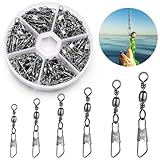 VEPEPE 100 Stück Angelwirbel Set, Wirbel Angeln mit Kugellager, Edelstahl Wirbelkarabiner für Forellen, Fischköder & Angelzubehör, Angel Wirbel 6# 7# 8# 10# 12# 14# für Angeln
