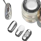 Metallic Painting Gel,holographic nail polish,Reflective Mirror Metal for Nails Art,Silver Painted Gel Nail Polish,3D Metal Mirror Effect Premium Salon Nail Glitter Manicure Pigments