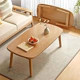 HJYXXSR Mid Century Ovaler Couchtisch aus Holz, Wohnzimmertische, massiver Legssmall Sofa-Beistelltisch, multifunktionaler Schlafzimmer-Freizeittisch, keine Montage (Farbe: Natur, Größe 80 cm)