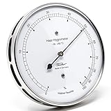 Fischer 111.01 - Haar-Hygrometer - 103mm Außen-Luftfeuchtigkeitsmesser aus Edelstahl Made in Germany - Edelstahl silber