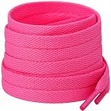 Stepace 2 Paar Flache Schnürsenkel, 8 mm Breite Premium Ersatz Schuhbänder für Turnschuhe, Sport, Freizeitschuhe Hot Pink 140cm