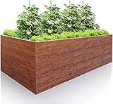 Hochbeet für Garten aus Metall 200x100x63 cm - Holz Dekor, Polymerbeschichteter Stahl für Langlebigkeit, Gartenbeet 2m lang für Kräuter und Gemüse Mit Maulwurfnetz