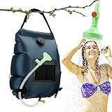 Solar-Duschtasche, Solarheizung, Camping-Duschtasche, 20 l, tragbare Sommer-Camping-Duschtasche mit abnehmbarem Schlauch und umschaltbarem Duschkopf, für Reisen/Klettern/Wandern/Strand (Indigoblau)