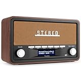 Audizio Foggia, Retro Radio, DAB Plus Radio, Bluetooth, Batterie- Netzbetrieb, Radiowecker, FM, 20 Speicherplätze, AUX, Nostalgie Radio, Alarm Küchenradio Vintage, Kupfer Orange