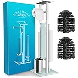 Toilettenpapierhalter stehend als WC Garnitur mit Klobürste - EDELHAND Edelstahl Klopapierhalter stehend mit WC Bürste und Toilettenpapier Aufbewahrung - WC Garnitur Set mit Ablage