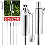Gardebruk® Gartenfackeln für Draußen Öl 6er Set 330ml Edelstahl Metall Wetterfest 115cm Groß Outdoor Ölfackeln Docht Nachfüllbar Feuer Fackeln Boden