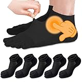 MOAMUN 5 Paare Zehensocken Herren, Atmungsaktive Weiche Toe Socks, Baumwollsocken Tiefschnitt Sportsocken Fünf Finger Socken Cutbarfuß Socken für Sport Arbeiten, Größe39-44(Schwarz)