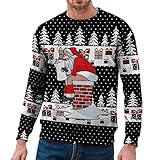 Weihnachtspullover Herren Lustig, Weihnachts Sweatshirt Herren Pullover Weihnachten mit Hässliche Weihnachtsmotiv Weihnachtspulli Weihnachtsshirt Christmas Tshirt Ugly Xmas Sweater Langarmshirt