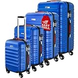 Monzana® Kofferset Baseline Hartschalen Koffer S-M-L-XL Gel-Griffe 4 Rollen ABS Hardcase Schloss Füße Trolley Rollkoffer Reisekoffer 4er Set Navy