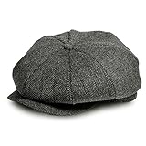 Schirmmütze Herren Schiebermütze, Gatsby Flatcap Herren Ballonmütze Tellermütze Newsboy Hut Baker Boy Mütze 8-Panel Schiebermützen Shelby Schirmmützen Grau für Herren Sommer/Winter Einstellbare Größe