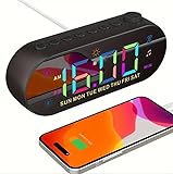 Digitaler Wecker Radio mit Spiegeloberfläche, Einstellbare Helligkeit und Lautstärke, Dual-Alarm mit Wochentag/Wochenendmodus, Schlummerfunktion, FM-Radio Schlaf-Timer, USB-Ladeanschluss - Ideal für