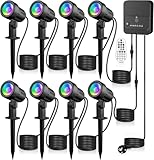 MEIKEE Gartenbeleuchtung RGB Mit Fernbedienung 10 Farben 30 Dynamische Modi IP66 Wasserdicht Timing-Funktion Gartenleuchte RGB Ideal für Außen, Garten, Terrasse, Baum, Wegen 8 Stück mit EU Stecker