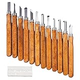 Schnitzset - Schnitzmesser mit Schleifstein, 12-teiliges Set für Skulptur und Holzgravur, für Gravierer, Holzbearbeitung, Handwerk, Modellbau und
