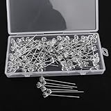 100 Stück Dekonadel,53mm Diamant Blumenstrauß Pins Stecknadeln Lang mit Transparente Box geeignet für Hochzeitsanstecker, Strauß, Partydekoration
