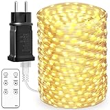 BESCOST Lichterkette Außen mit Stecker, 50M 500 LED Lichterkette Innen mit Fernbedienung, 8 modi Dimmbar Wasserdicht Fairy Lights mit Timer für Outdoor Garten Balkon Hochzeit Party, Warmweiß