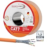 RedStar24 CAT 7 Verlegekabel 100m Netzwerkkabel Datenkabel LAN CAT7 Kabel Kupfer Installationskabel CAT.7 Gigabit S/FTP Kat.7 Halogenfrei PIMF POE 10Gbit Netzwerk Verkabelung Ethernet Simplex