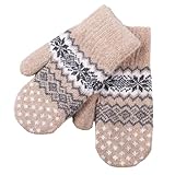 Vikodah Strickhandschuhe für Damen und Herren, Acryl, warm, Größe S/M, Khaki, Medium