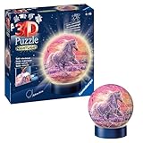 Ravensburger 3D Puzzle 11843 - Nachtlicht Puzzle-Ball Pferde am Strand - ab 6 Jahren, LED Nachttischlampe mit Klatsch-Schalter
