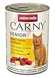 animonda Katzenfutter Carny Senior, Nassfutter für Katzen ab 7 Jahren, Rind + Huhn mit Käse, 6 x 400 g