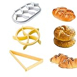 Anicy 3 Stück Brötchenstempel Set - Brotstempel Brot Backen Zubehör, Semmeldrücker für Kaisersemmel Stempel, Brot-Rolle, Croissant-Schneider, Home Brotpresse Form