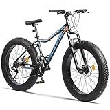 Velors 26 Zoll Fatbike Mountainbike Shimano 21 Gang-Schaltung, 4.0 fette Reifen Fahrrad, Doppelscheibenbremsen, Fahrrad geeignet für Erwachsene, MTB, Männer und Frauen