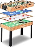 SereneLife 2/4/5/6-in-1 Multifunktionstisch – inkl. Billardtisch, Tischtennisplatte, Tischkicker, Kickertisch, Airhockey Tisch, Shuffleboard & Bowling Tische – Spieltisch Kinder & Erwachsene