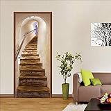 3D Türaufkleber 100x200cm Treppe Türtapete selbstklebend Fototapete Türpanel Türposter Türfolie Türsticker PVC Wasserfest Wandbild Wandaufkleber Für Wohnzimmer kinder bad Schlafzimmer