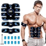 Asfrode EMS Bauchmuskeltrainer, EMS Bauchtrainer Trainingsgerät 8 Modi & 19 Intensitäten Elektrische Muskelstimulationsgeräte USB Wiederaufladbar Muskeltrainer für Männer Frauen Bauch Arm Hips Bein