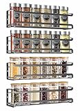 FOTINOR Gewürzregale, Organizer mit 4 Etagen, Küchenschrank, Gewürzregal mit selbstklebendem Stab, Wandmontage, Gewürzregal für Küche und Schrank, Gewürzaufbewahrung