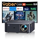 Beamer 4K mit Android TV, Sound by JBL, Dolby Audio, NFC, Autofokus, Auto Trapezkorrektur, WiFi6, Bluetooth, YABER K2s 800 ANSI 1080P Full HD Beamer Heimkino 300' Display Video Projektor Outdoor