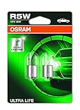 Osram ULTRA LIFE R5W Halogen, Schluss-, Kennzeichen-, Park- und Positionslicht, 5007ULT-02B, 12V PKW, Doppelblister (2 Stück), Trasparente