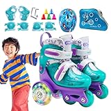 Rollschuhe für Kinder, gepunktet, Rollschuhe für Kinder, Anfänger, Rollschuhe für Mädchen und Jungen mit beleuchteten Rädern für Kinder von 3 bis 8 Jahren