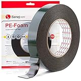 Sanojtape Doppelseitiges Klebeband Extra Stark Schwarz 25mm x 10m Universal Montageband 1mm Dicke Schaumstoff Karosseriekleber Tape Starker Kleber