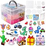 TGTT Bügelperlen Set, 10000 Stück Steckperlen mit Aufbewahrungsbox, Bügelperlen Platten, Benutzerführung, DIY Gestalten von Schmuck, Deko, Verzierungen und 3d Kinder Geschenk Bastelideen, farbig