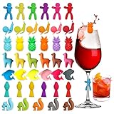 LYLIDIA Glasmarkierer Silikon Glas Markierung Trinkgläser 41PCS Wiederverwendbar Glasmarker Gläser Markieren Bunt für Trinkglas Weinglas Weihnachten Party Hochzeit Bar