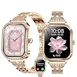 Smartwatch für Damen, Android iPhone (Annehmen/Tätigen von Anrufen) mit KI, 2025 neue 4,4 cm HD-Fitness-Tracker-Uhren mit Herzfrequenz-/Blutsauerstoff-/Schlafmonitor, Schrittzähler, IP68 wasserdichter