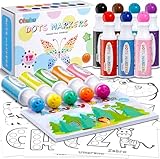 Ohuhu Waschbar Bingo Dabbers, 12 Farben Dot Marker(40ml) für Kleinkinder mit einem leeren 30 Seiten Kinder Activity Book für Vorschule ungiftig Wasser-basierte Punkt-Kunstmarker