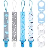 Aolso Baby Schnullerkette Clips Schnullerband, 4pcs Baby Schnullerketten mit Halter Clip Mädchen und Jungs, Schnullerkette für Lätzchen Dreieckstuch Sauger-Blau