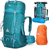 IGOLUMON Trekkingrucksack 60L Wanderrucksack Herren Damen Reiserucksack Großer Rucksack mit Regenhülle für Camping Trekking Mountainering Outdoor Reisen，Grün