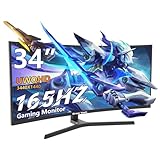 Great Voell 34 Zoll Gaming Monitor Curved, 165Hz, UWQHD 3440x1440, Ultrawide Monitor, 1500R, 1Ms, 99%sRGB, HDMI 2.0, DP 1.4, FreeSync, HDR, Anti-Blaulicht Augenschutz, VESA, Multifunktionaler Standfuß